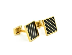 14k Yellow Gold and Black Onyx Toggle Cufflinks 14.30 Grams