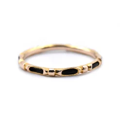 14k Yellow Gold Band Ring with Black Inner Band