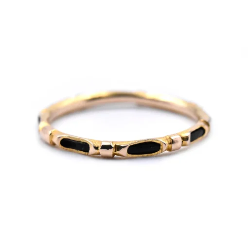 14k Yellow Gold Band Ring with Black Inner Band