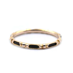 14k Yellow Gold Band Ring with Black Inner Band
