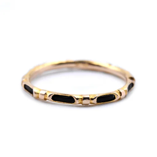 14k Yellow Gold Band Ring with Black Inner Band