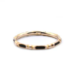 14k Yellow Gold Band Ring with Black Inner Band