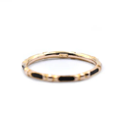 14k Yellow Gold Band Ring with Black Inner Band
