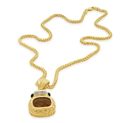 14K Yellow Gold Citrine, Amethyst, Diamond Enhancer Pendant