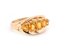 10k Yellow Gold Citrine and Garnet Ring
