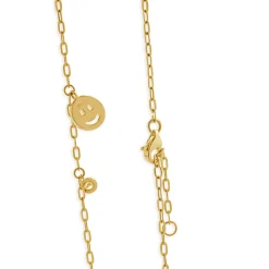 14k Yellow Gold Diamond Smiley Face Necklace