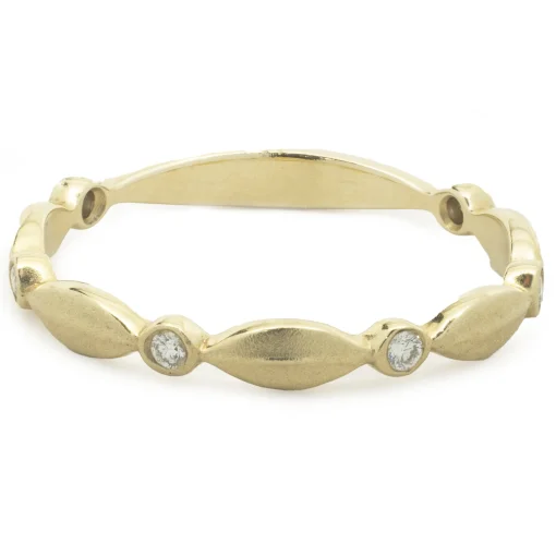 14k Yellow Gold Diamond Stackable Band Ring