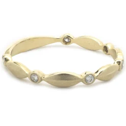 14k Yellow Gold Diamond Stackable Band Ring