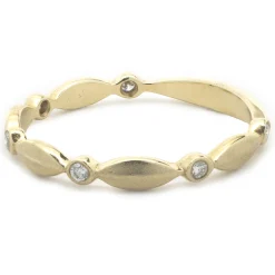 14k Yellow Gold Diamond Stackable Band Ring