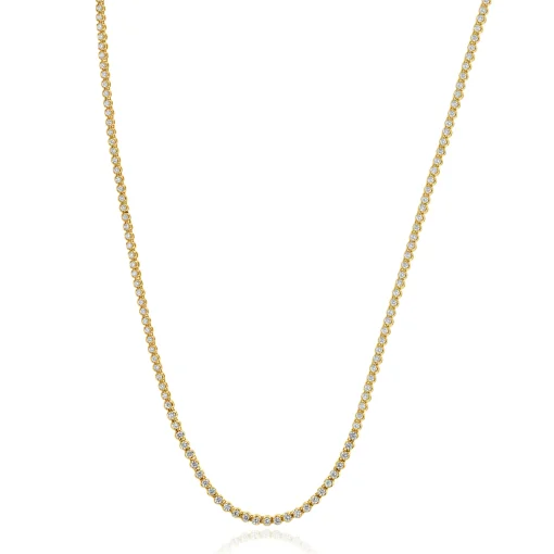 14k Yellow Gold Diamond Tennis Necklace
