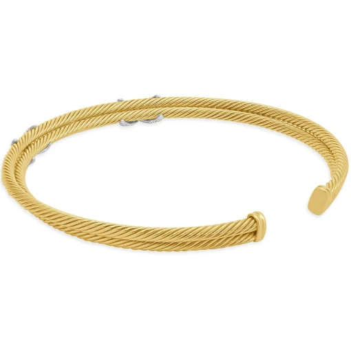 18K Yellow Gold Diamond Triple X Station Collar Necklace