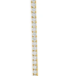 14k Yellow Gold Double Row Diamond Tennis Necklace With Circle Diamond Pendant