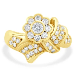 18k Yellow Gold Flower Bow Ring