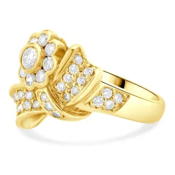 18k Yellow Gold Flower Bow Ring
