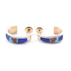 14k Yellow Gold Navajo J Style Earrings with Lapis, Malachite, Coral and Mother of Pearl Inlay