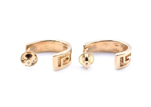 14k Yellow Gold Navajo J Style Earrings with Lapis, Malachite, Coral and Mother of Pearl Inlay