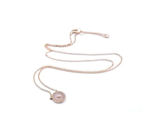 14k Yellow Gold Opal and Diamond Necklace