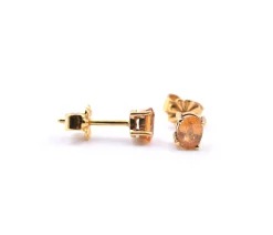 14k Yellow Gold Oval Citrine Stud Earrings