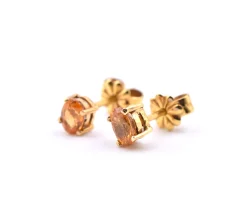 14k Yellow Gold Oval Citrine Stud Earrings