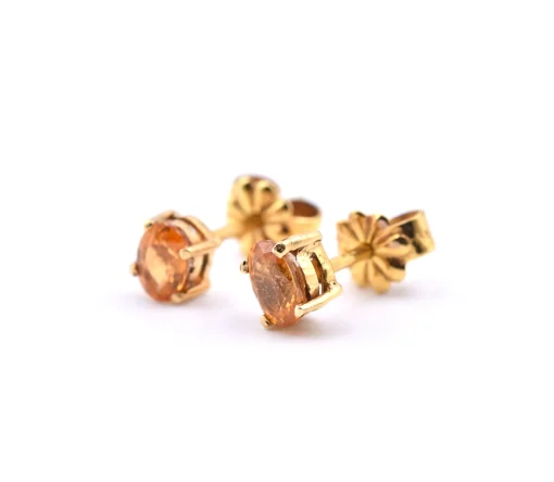 14k Yellow Gold Oval Citrine Stud Earrings