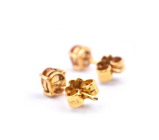 14k Yellow Gold Oval Citrine Stud Earrings