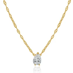 14k Yellow Gold Pear Diamond Necklace