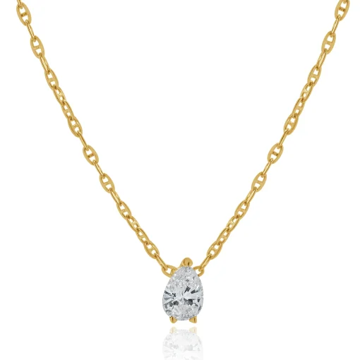 14k Yellow Gold Pear Diamond Necklace