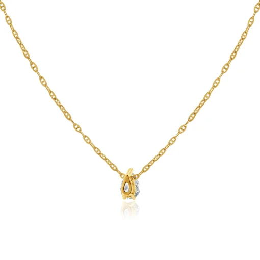 14k Yellow Gold Pear Diamond Necklace