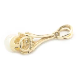 14k Yellow Gold Pearl and Diamond Pendant