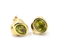 14k Yellow Gold Peridot Stud Earrings