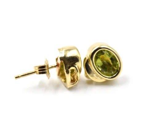 14k Yellow Gold Peridot Stud Earrings