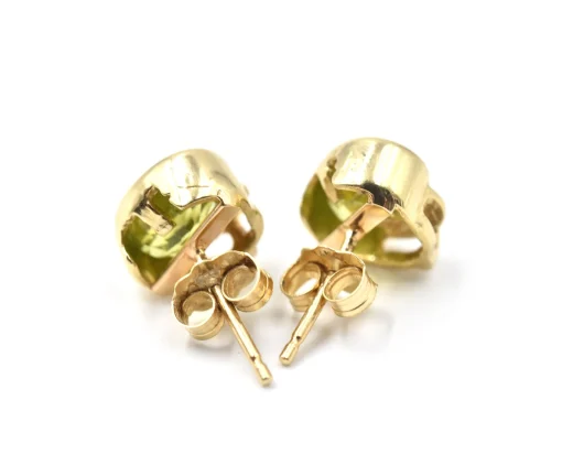 14k Yellow Gold Peridot Stud Earrings