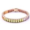 14k Yellow Gold Rainbow Multi Gemstone Tennis Bracelet