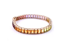 14k Yellow Gold Rainbow Multi Gemstone Tennis Bracelet