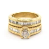18k Yellow Gold Round and Baguette 2.30cttw Diamond Wedding Set