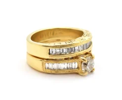 18k Yellow Gold Round and Baguette 2.30cttw Diamond Wedding Set