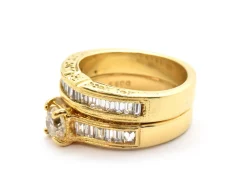 18k Yellow Gold Round and Baguette 2.30cttw Diamond Wedding Set