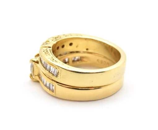 18k Yellow Gold Round and Baguette 2.30cttw Diamond Wedding Set