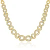 14K Yellow Gold Round Baguette Diamond Infinity Collar Necklace