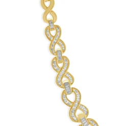14K Yellow Gold Round Baguette Diamond Infinity Collar Necklace
