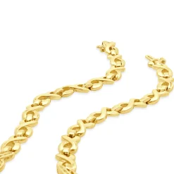 14K Yellow Gold Round Baguette Diamond Infinity Collar Necklace