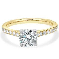 14k Yellow Gold Round Brilliant Cut Diamond Engagement Ring