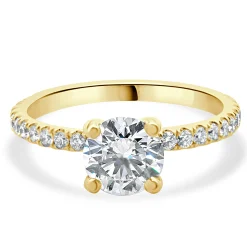 14k Yellow Gold Round Brilliant Cut Diamond Engagement Ring