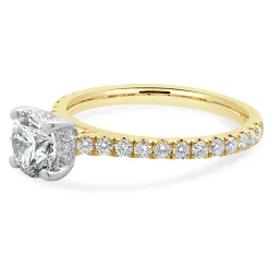 14k Yellow Gold Round Brilliant Cut Diamond Engagement Ring