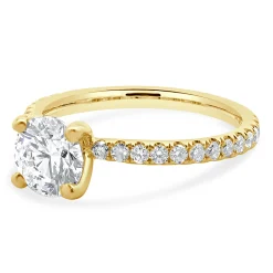 14k Yellow Gold Round Brilliant Cut Diamond Engagement Ring