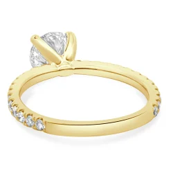 14k Yellow Gold Round Brilliant Cut Diamond Engagement Ring