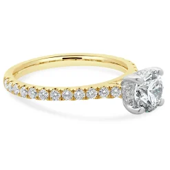 14k Yellow Gold Round Brilliant Cut Diamond Engagement Ring