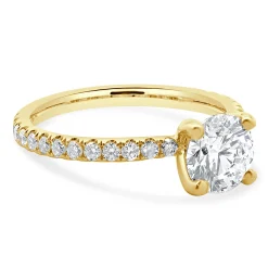 14k Yellow Gold Round Brilliant Cut Diamond Engagement Ring
