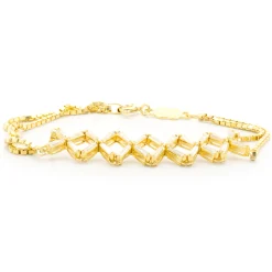 14k Yellow Gold Tapered Baguette Diamond X Link Bracelet