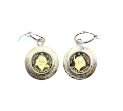 18k Yellow Gold Venezuelan Coin Earring Enhancers with 14k Yellow Gold Huggie Hoops